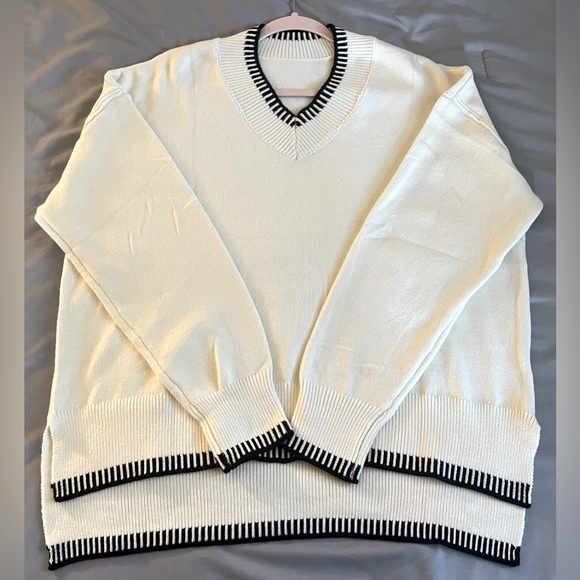 NWT CAKULO Women’s 2 Piece V-Neck Pullover Sweaters & Wide Leg Pants. Size: (XL) - Picture 9 of 15